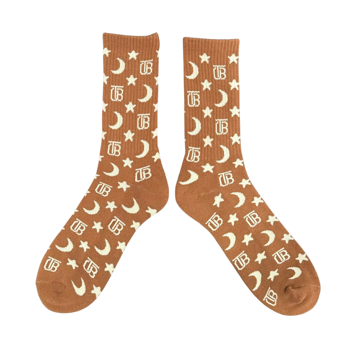 Overnight OTB Men's Crew Length Socks (Camel and Beige) - Size 9-13