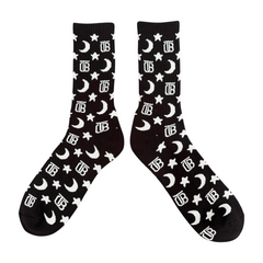 Overnight OTB Men's Crew Length Socks (Black and White) - Size 9-13