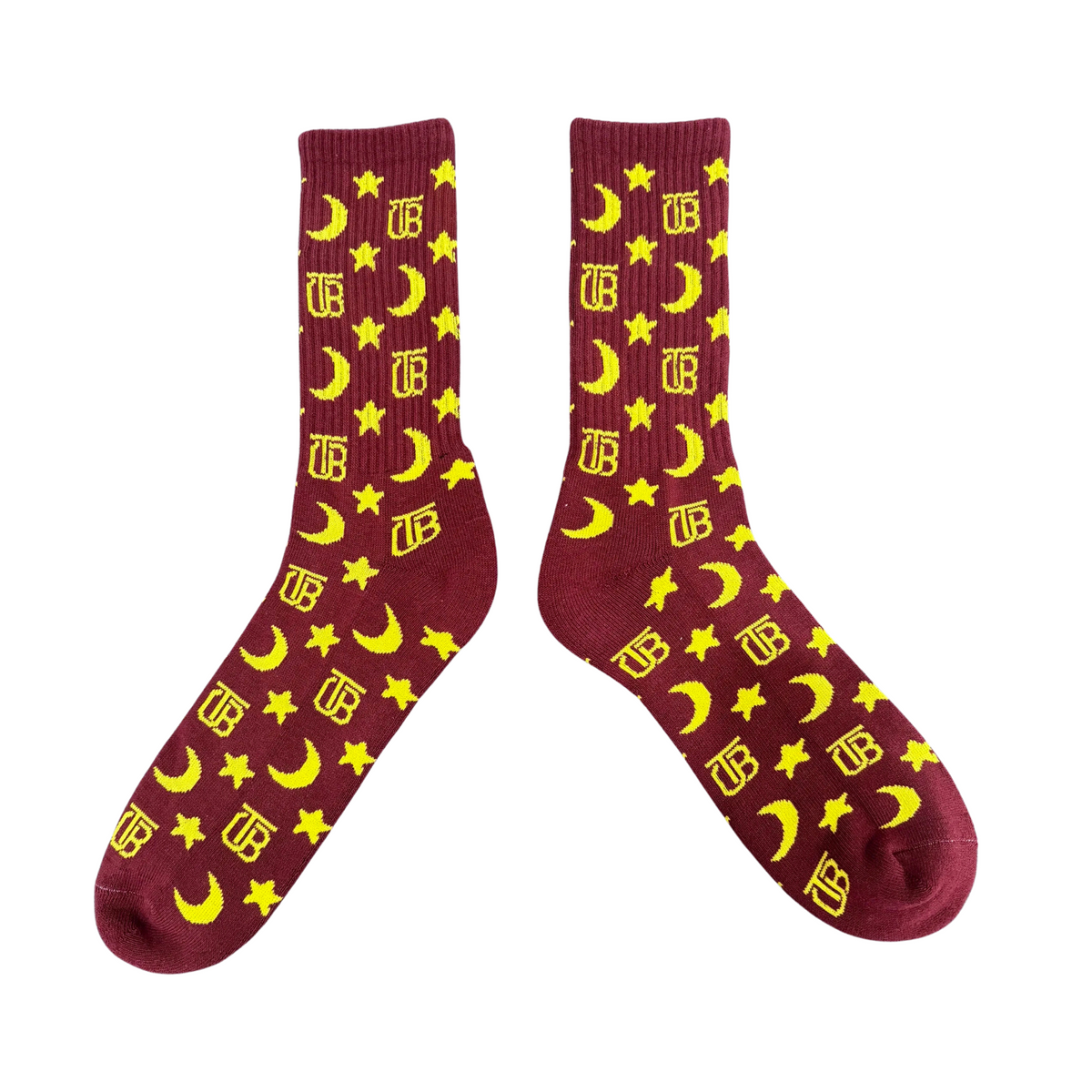 Overnight Socks Overnight OTB Men's Crew Length Socks (Burgundy and Gold) - Size 9-13